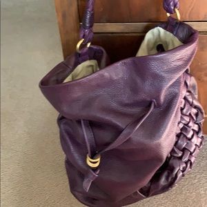 Purple Leather Hobo Purse